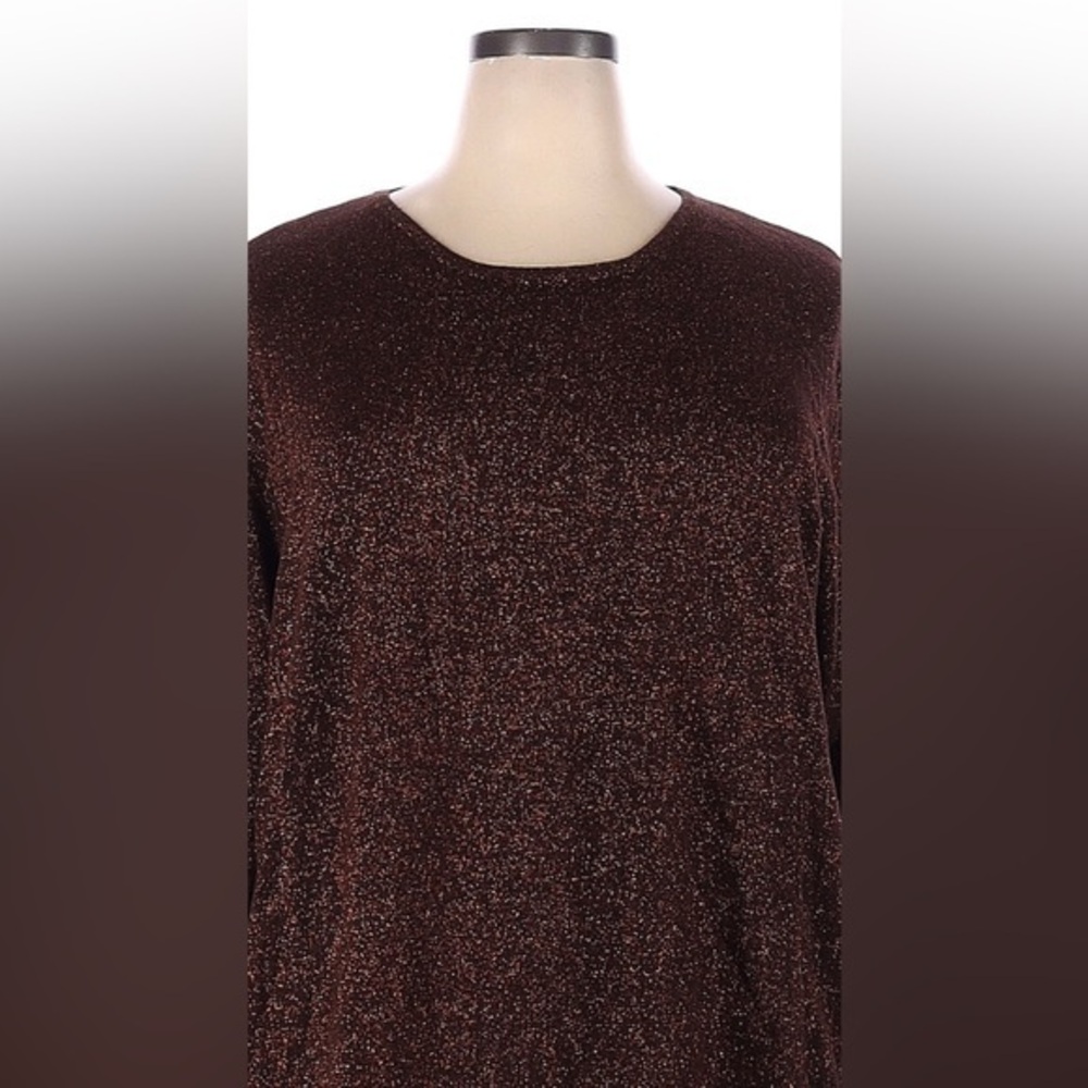 Lane Bryant Women PLUS 14/16 Metallic Shine Sweater EUC Holiday Casual Sparkling - Picture 3 of 5